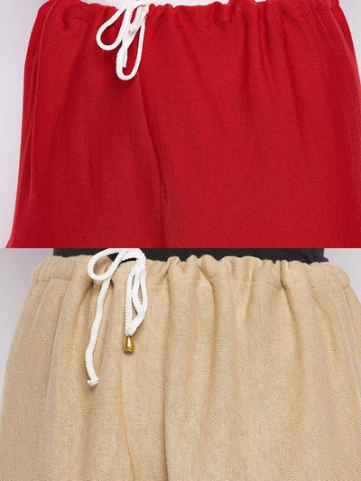 Red and fawn solid woolen salwar pack of two by Clora, lightweight and comfortable.