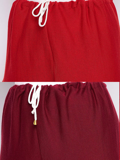 Clora Red & Maroon Solid Woolen Salwar (Pack of 2)