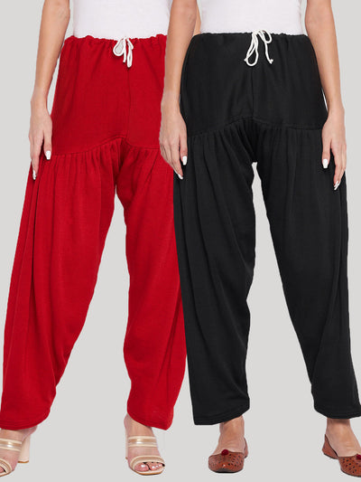 Red and black solid woolen salwar pack of 2, lightweight and comfortable.