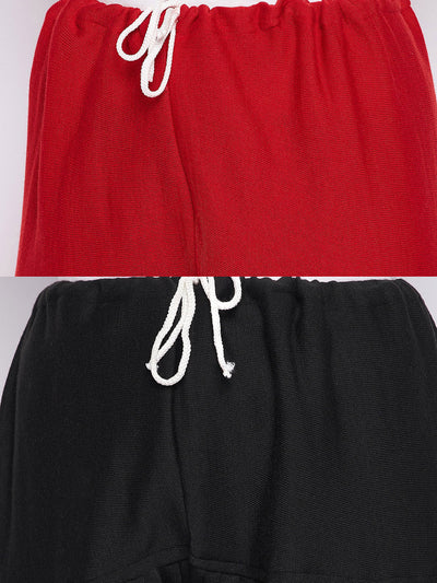 Red & Black Solid Woolen Salwar Pack, comfortable wool fabric, lightweight design.