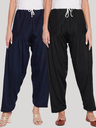 Navy Blue and Black Solid Woolen Salwar Pack of 2.