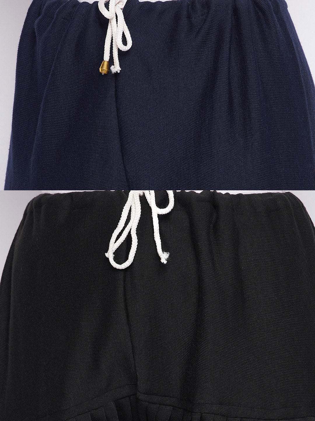 Navy Blue and Black Solid Woolen Salwar Pack of 2, lightweight and comfortable.