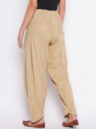 Fawn solid woolen salwar from pack of 2, lightweight and comfortable.