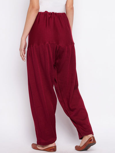 Fawn & maroon solid woolen salwar pack, comfortable and lightweight.