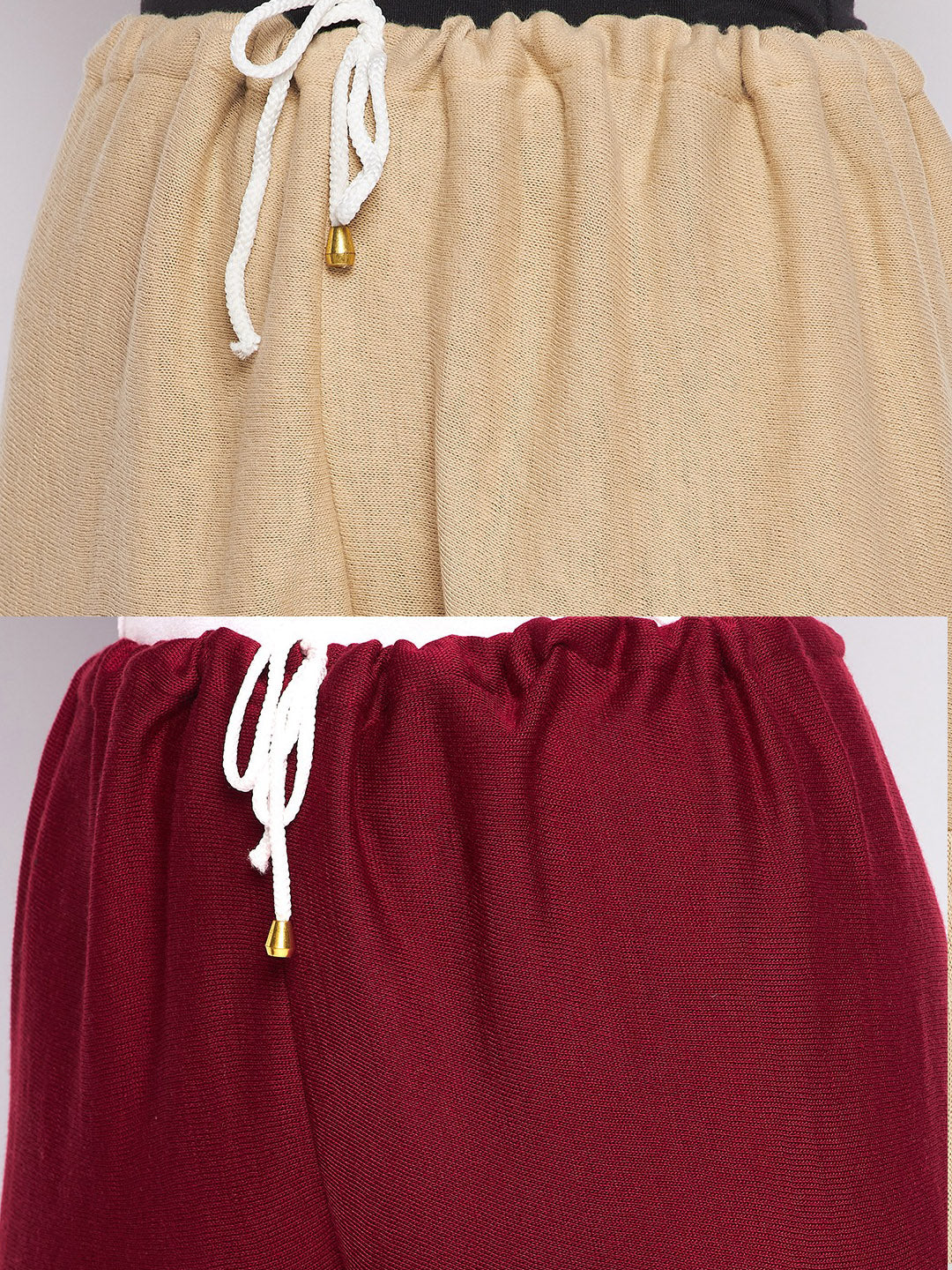 Fawn and maroon solid woolen salwar pack of 2, lightweight and comfortable.