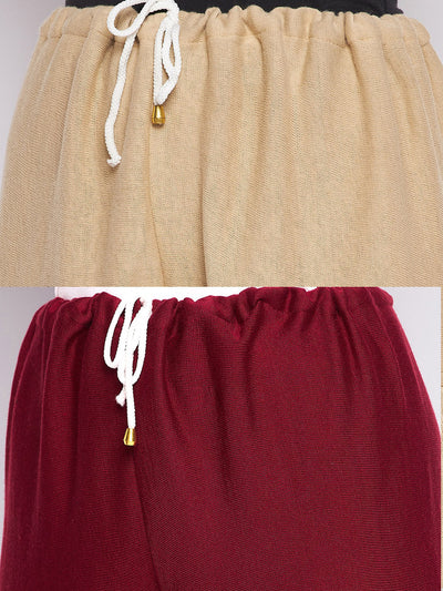 Fawn and maroon solid woolen salwar pack of 2, lightweight and comfortable.