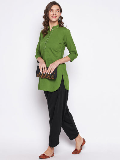 Clora Fawn & Black Solid Woolen Salwar (Pack of 2)