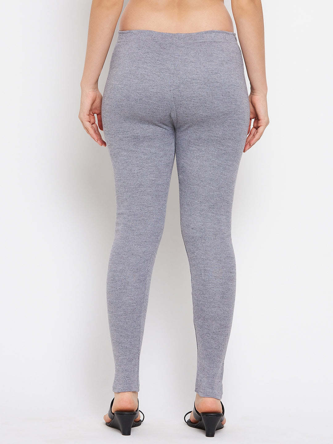 Clora Grey & Navy Blue Solid Woolen Leggings (Pack Of 2)