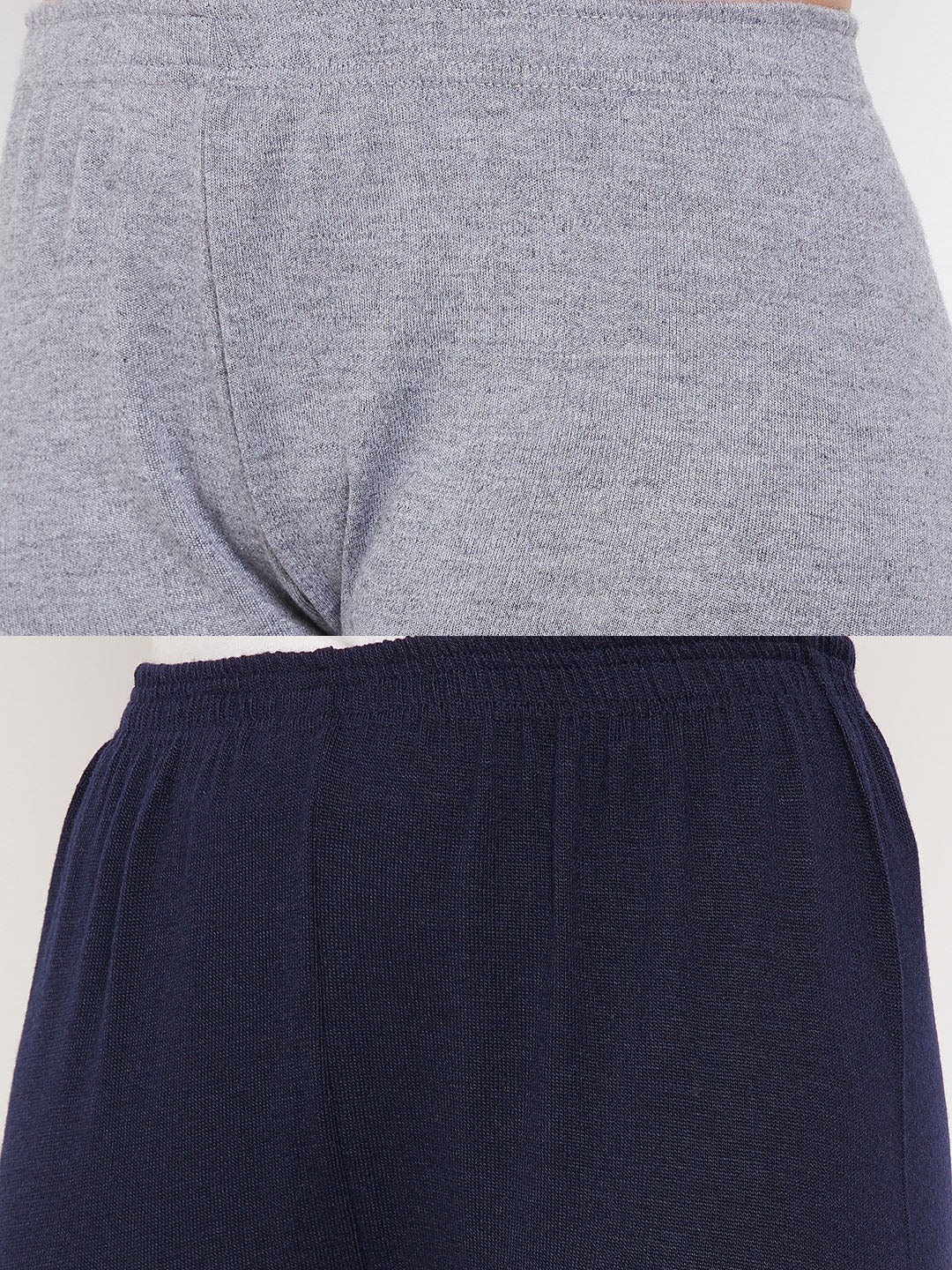 Clora Grey & Navy Blue Solid Woolen Leggings (Pack Of 2)