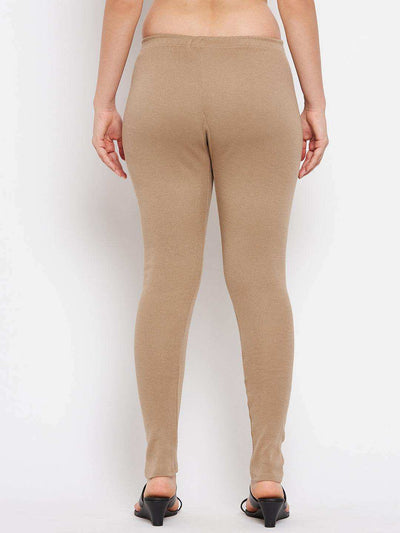 Clora Dark Fawn & Navy Blue Solid Woolen Leggings (Pack Of 2)