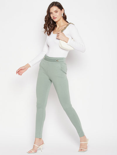 Clora White Solid Full Sleeves Crop Top
