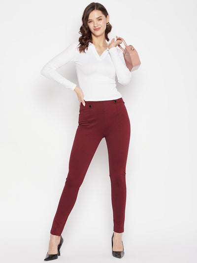 White solid full sleeves crop top with collar neck, casual wear.