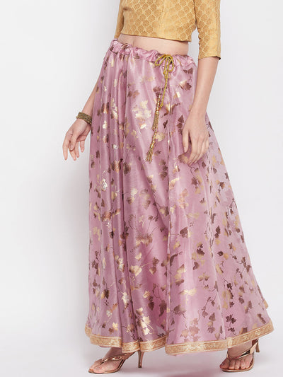 Clora Purple Foil Printed Organza Skirt