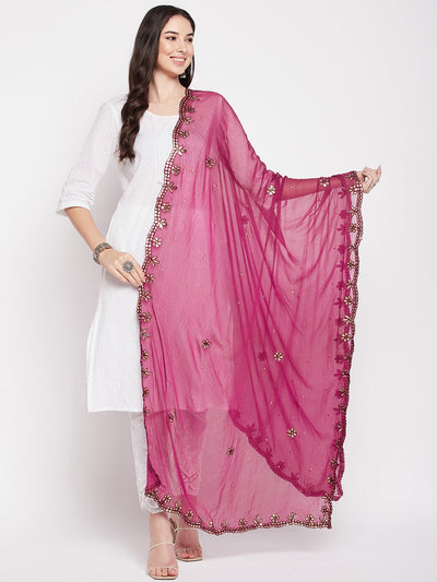 Clora Wine Gotta Patti Chiffon Dupatta