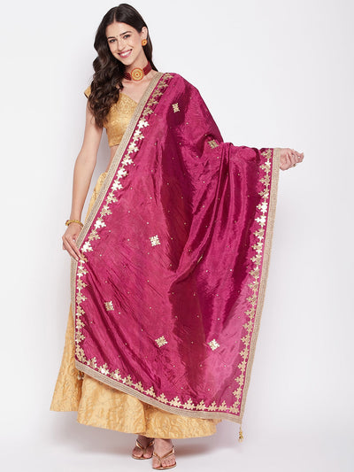 Clora Wine Gotta Patti Silk Blend Dupatta