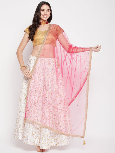 Clora Magenta Sequinned Net Dupatta