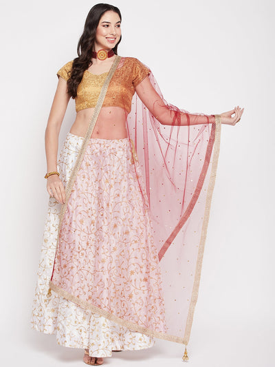 Clora Maroon Sequinned Net Dupatta