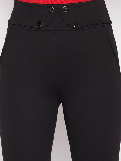 Clora Black Solid Relaxed Fit Jeggings