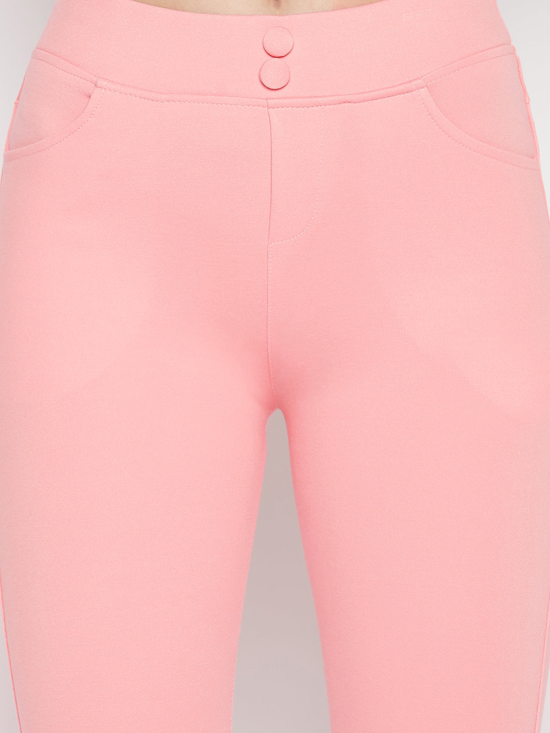 Clora Pink Solid Jeggings
