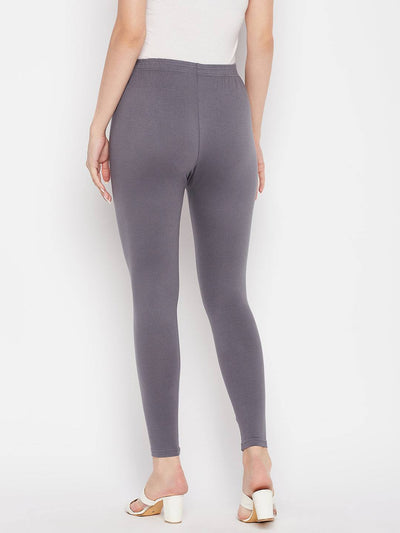 Clora Grey Solid Ankle Length Leggings