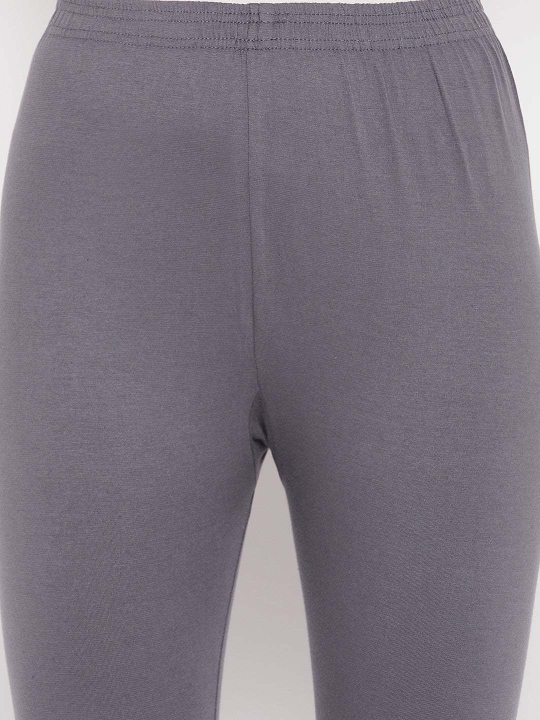 Clora Grey Solid Ankle Length Leggings