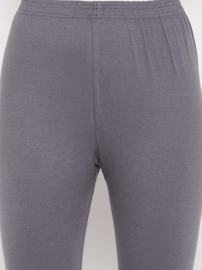 Clora Grey Solid Ankle Length Leggings