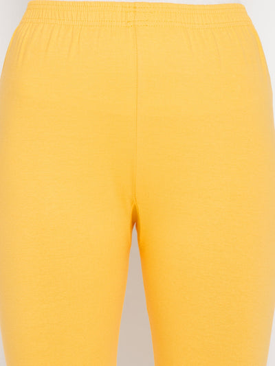 Clora Yellow Solid Ankle Length Leggings