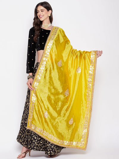 Clora Yellow Gotta Patti Silk Blend Dupatta