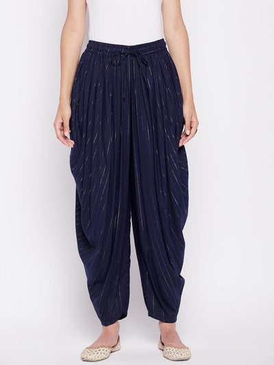 Clora Navy Blue Rayon Lurex Dhoti Salwar