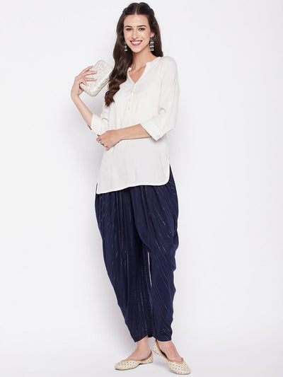 Clora Navy Blue Rayon Lurex Dhoti Salwar