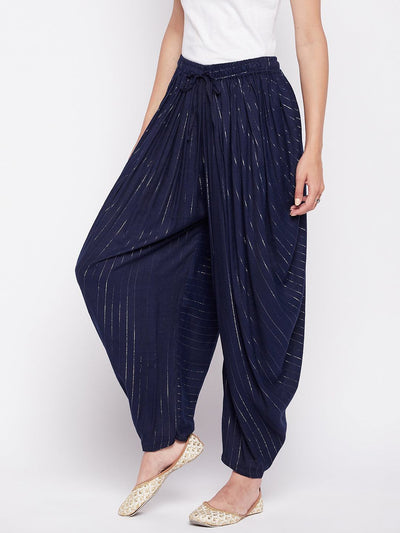 Clora Navy Blue Rayon Lurex Dhoti Salwar