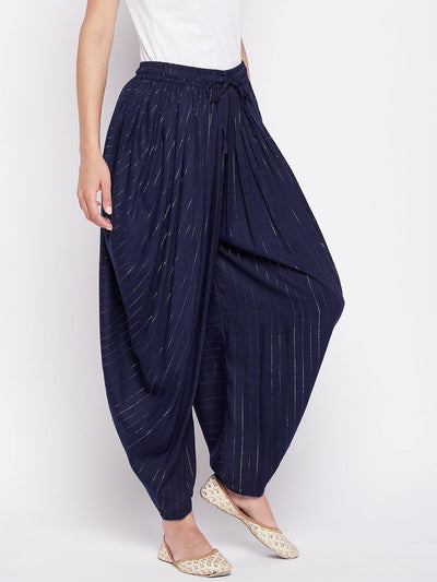 Clora Navy Blue Rayon Lurex Dhoti Salwar