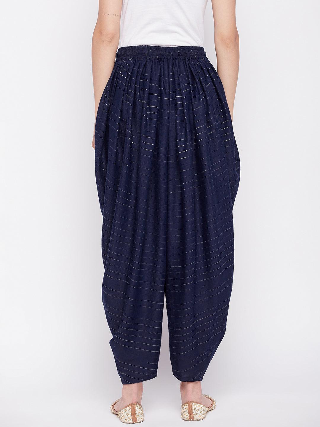 Clora Navy Blue Rayon Lurex Dhoti Salwar