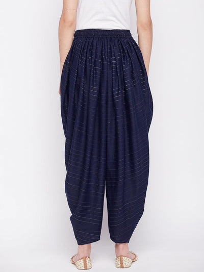 Clora Navy Blue Rayon Lurex Dhoti Salwar