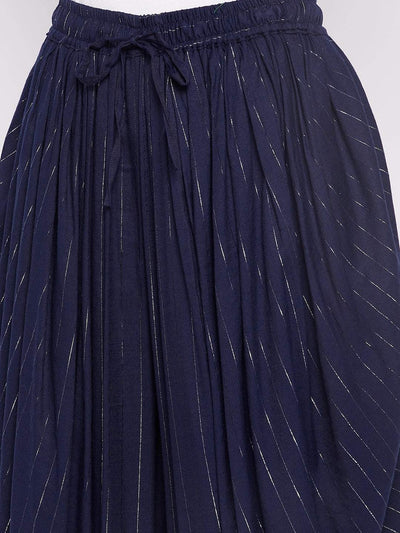 Clora Navy Blue Rayon Lurex Dhoti Salwar