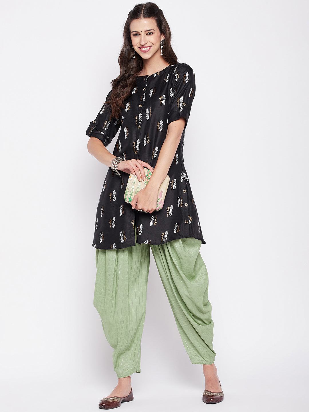 Clora Pista Green Rayon Lurex Dhoti Salwar