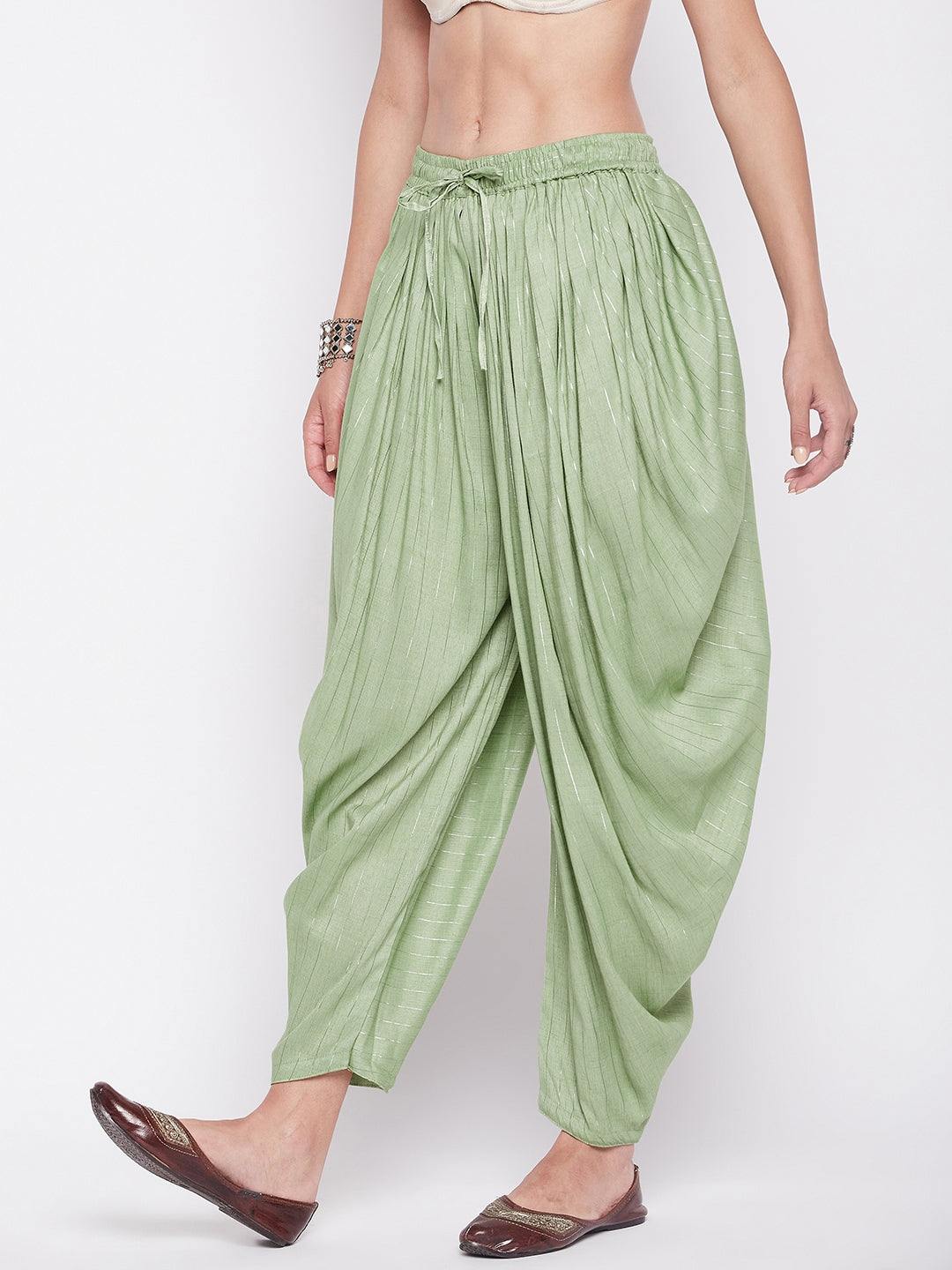 Clora Pista Green Rayon Lurex Dhoti Salwar