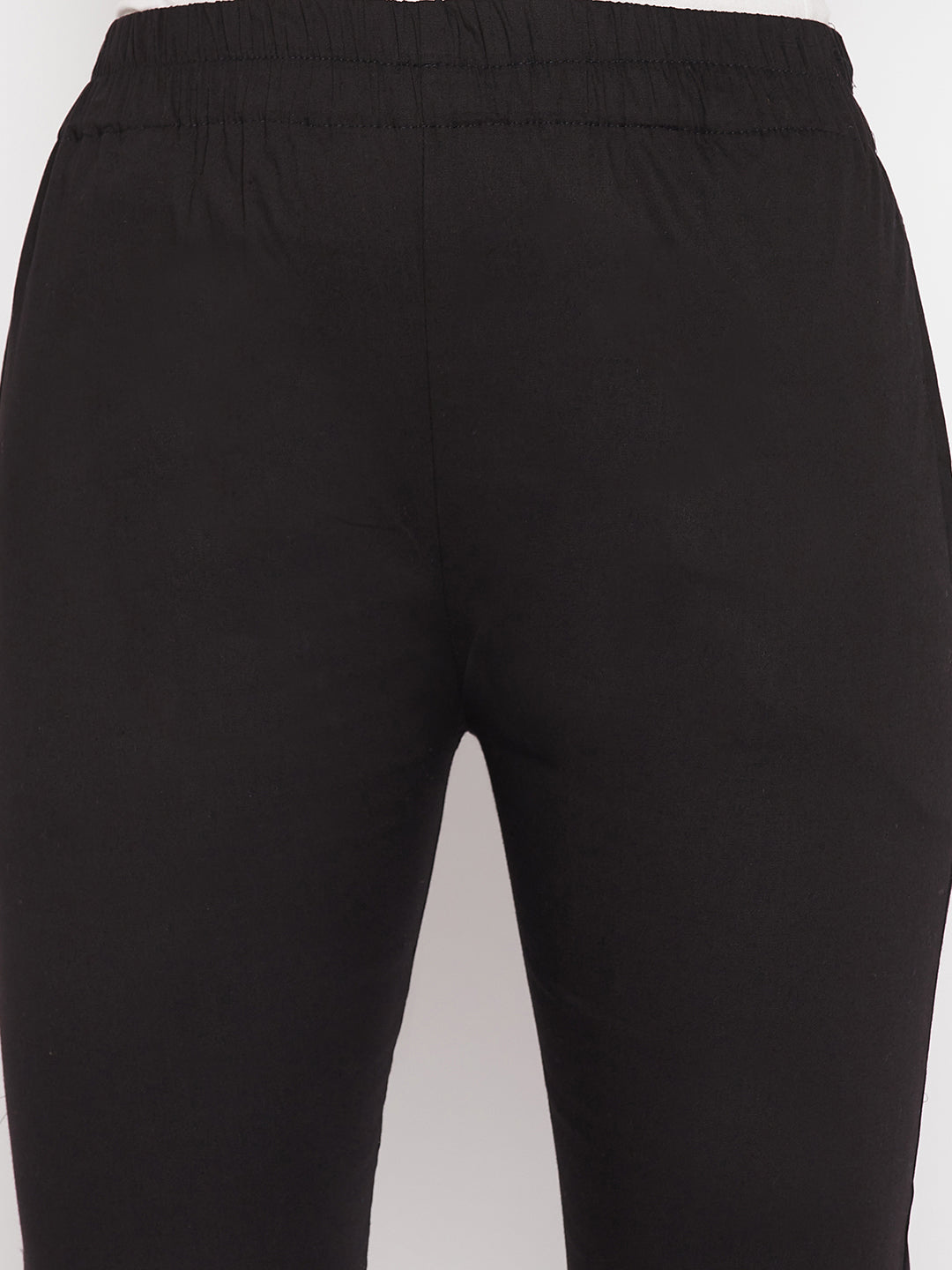 Clora Black Solid Cotton Lycra Pant