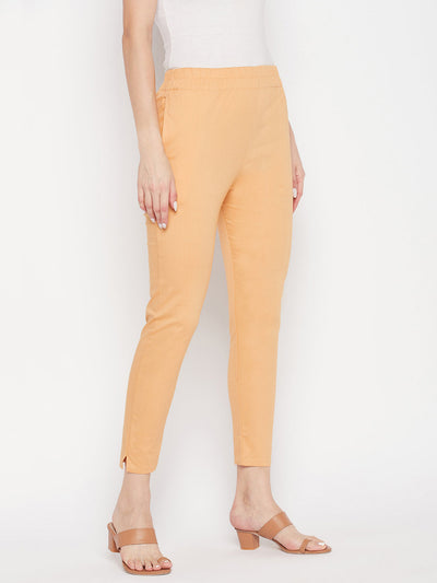 Clora Fawn Solid Cotton Lycra Pant