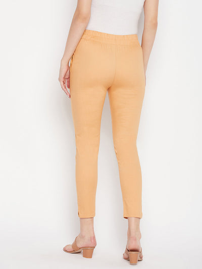 Clora Fawn Solid Cotton Lycra Pant