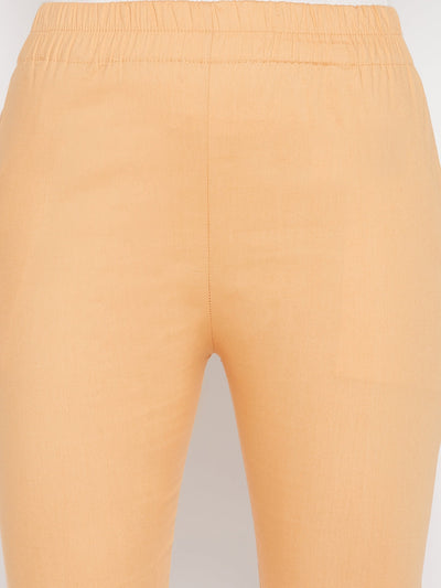 Clora Fawn Solid Cotton Lycra Pant