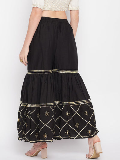 Clora Black Gotta Patti Cotton Embellished Gharara