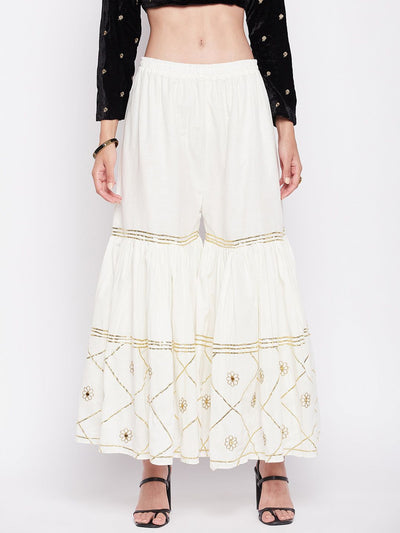 Clora Cream Gotta Patti Cotton Embellished Gharara