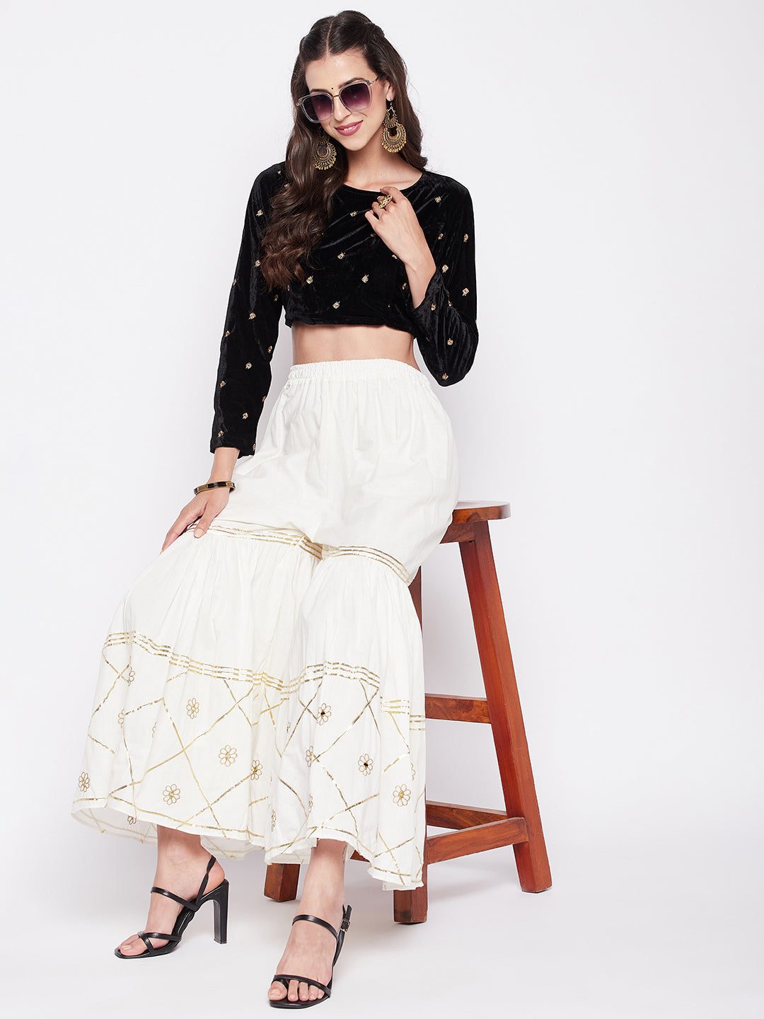 Clora Cream Gotta Patti Cotton Embellished Gharara