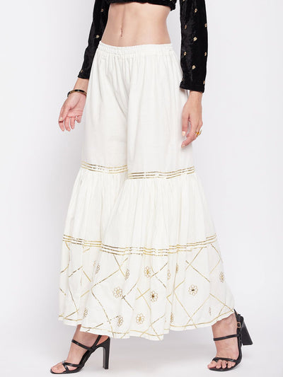 Clora Cream Gotta Patti Cotton Embellished Gharara