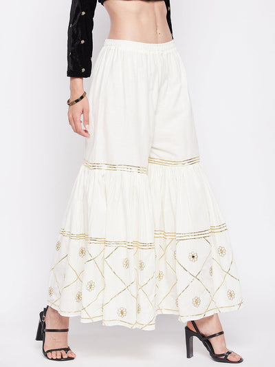 Clora Cream Gotta Patti Cotton Embellished Gharara