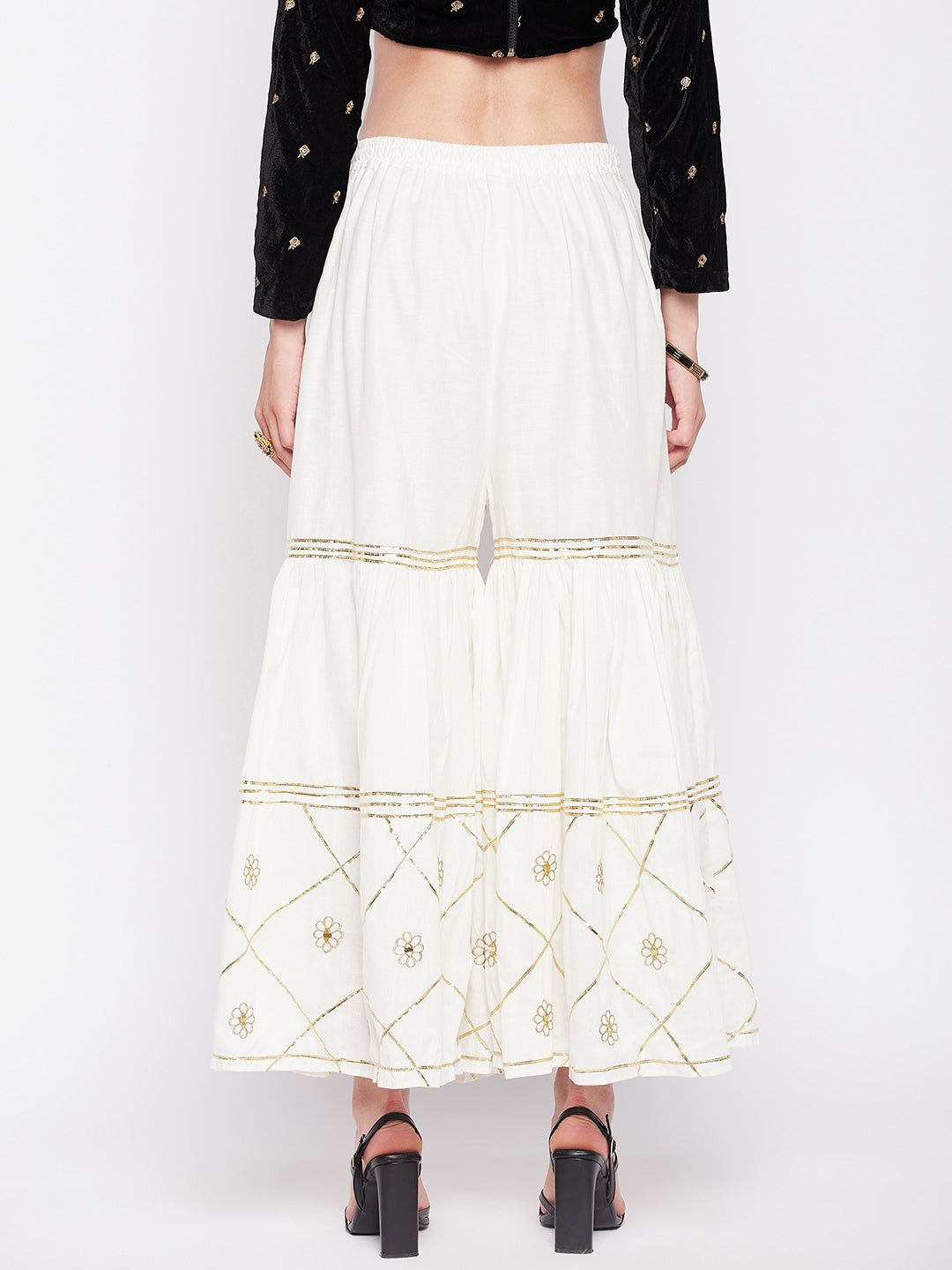 Clora Cream Gotta Patti Cotton Embellished Gharara