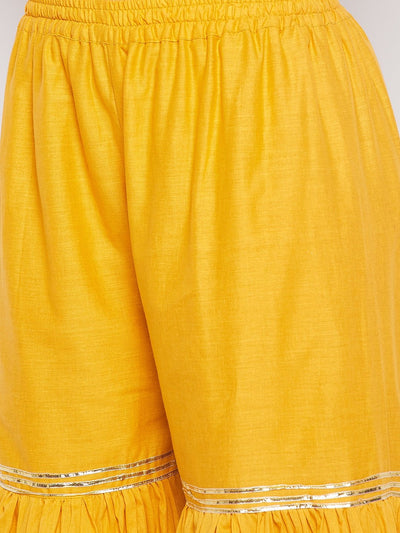 Clora Mustard Gotta Patti Cotton Embellished Gharara
