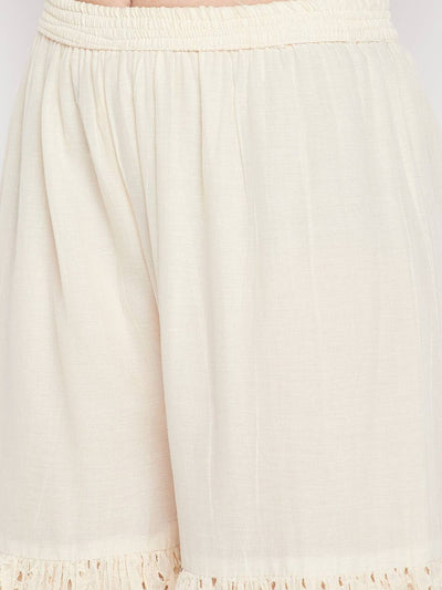 Clora Off-White Chikankari Cotton Flared Gharara