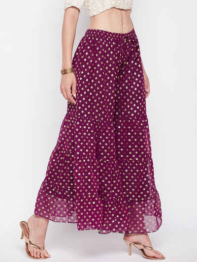 Clora Wine Foil Printed Georgette Gharara